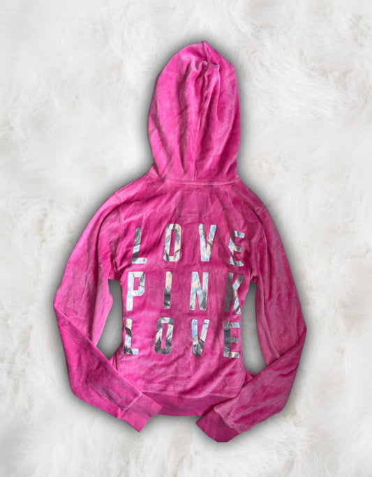 Victoria’s Secret PINK y2k Pink Velour Hoodie