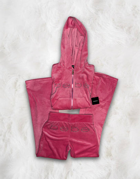Bebe Brand New Barbie Pink Diamanté Tracksuit (Medium) - Rhinestone Missing