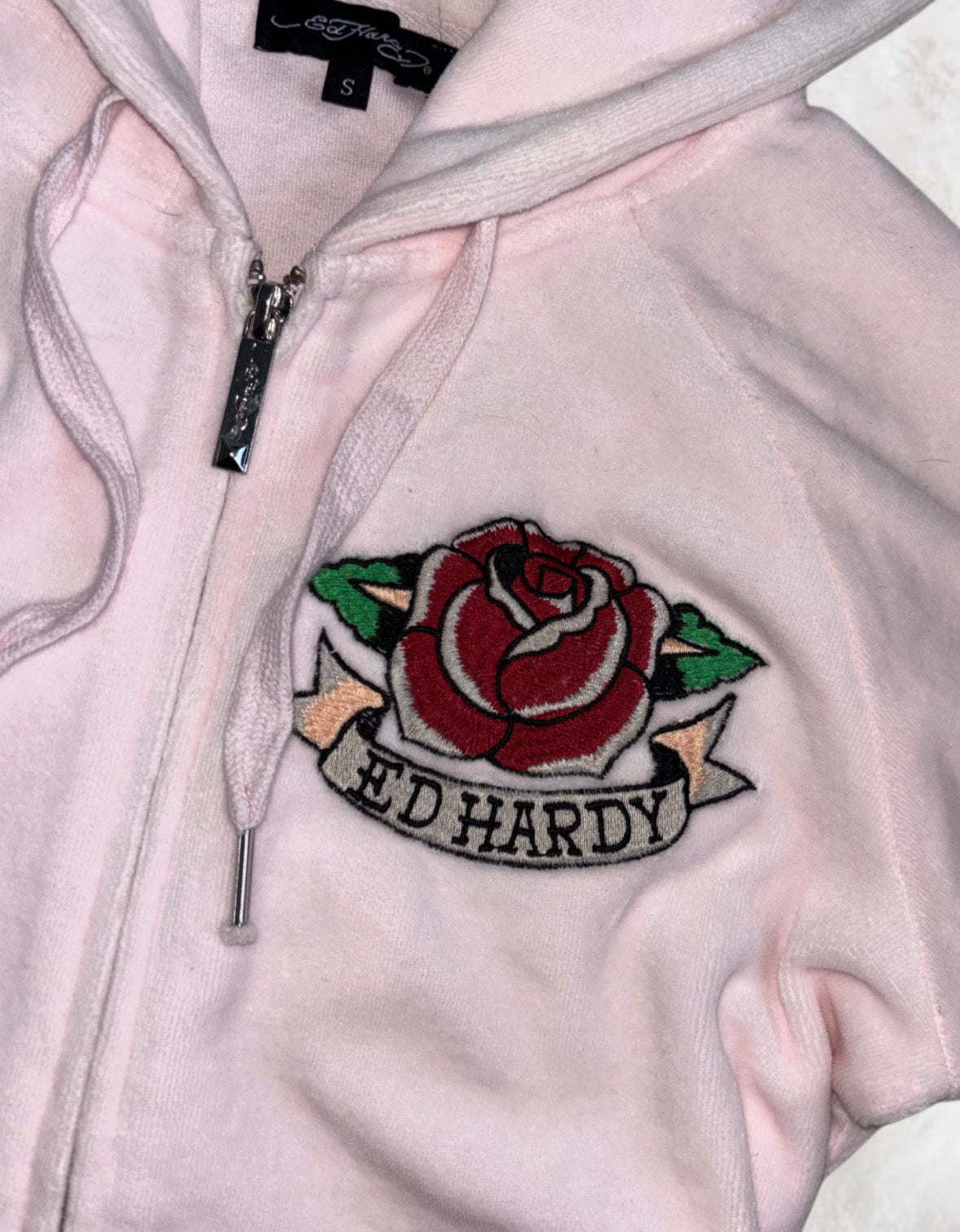 Ed Hardy Rare Blush Pink Short Sleeved 2 Piece Velour Tracksuit